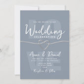 Minimalistisch Dusty Blue Silver Wedding Einladung (Vorderseite)