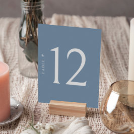 Minimalistisch Dusty Blue Tischnummer Wedding Card