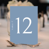 Minimalistisch Dusty Blue Tischnummer Wedding Card