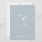 Minimalistisch Dusty Blue We Do QR Code Foto Weddi Einladung (Vorderseite)