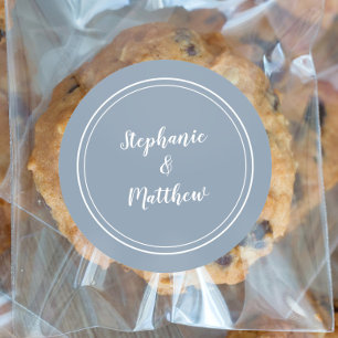 Minimalistisch Dusty Blue Wedding Bride Groom Gevo Runder Aufkleber