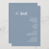 Minimalistisch Dusty Blue Wedding Drinks Bar Menükarte (Vorne/Hinten)