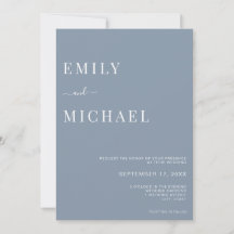 Minimalistisch Dusty Blue Wedding Einladung