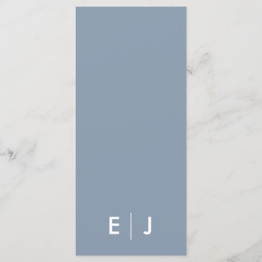 Minimalistisch Dusty Blue Wedding Menükarte (Rückseite)