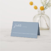Minimalistisch Dusty Blue Wedding Platzkarte (Vorderseite)