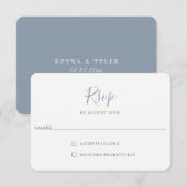 Minimalistisch Dusty Blue Wedding RSVP Card Karte (Vorne/Hinten)