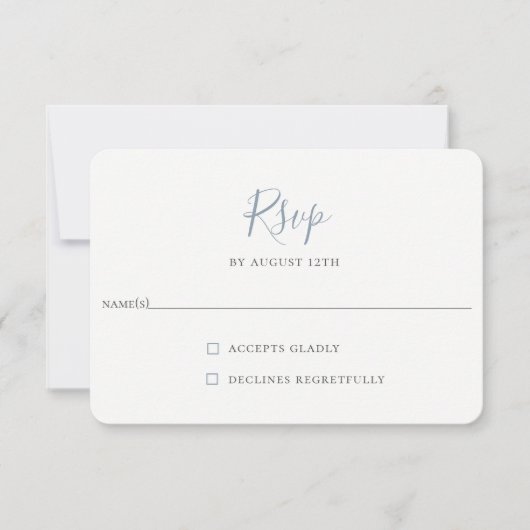Minimalistisch Dusty Blue Wedding RSVP Card Karte (Vorderseite)