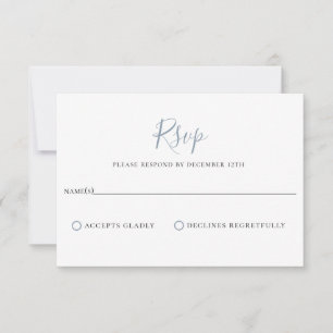 Minimalistisch Dusty Blue Wedding RSVP Card Karte