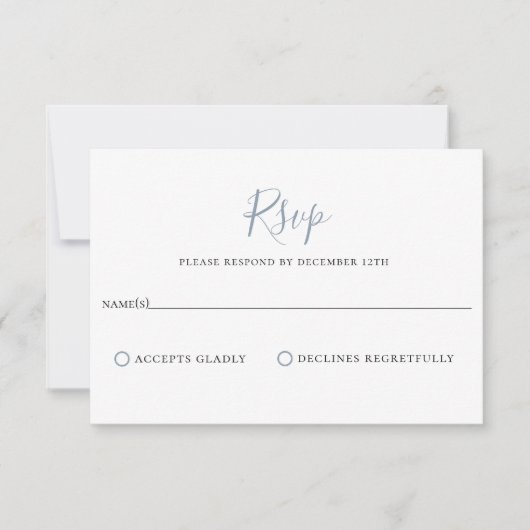 Minimalistisch Dusty Blue Wedding RSVP Card Karte (Vorderseite)