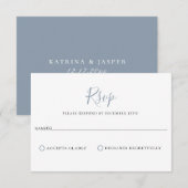 Minimalistisch Dusty Blue Wedding RSVP Card Karte (Vorne/Hinten)
