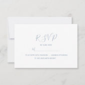 Minimalistisch Dusty Blue Wedding RSVP Karte (Vorderseite)