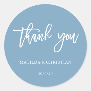 Minimalistisch Dusty Blue Wedding Runder Aufkleber