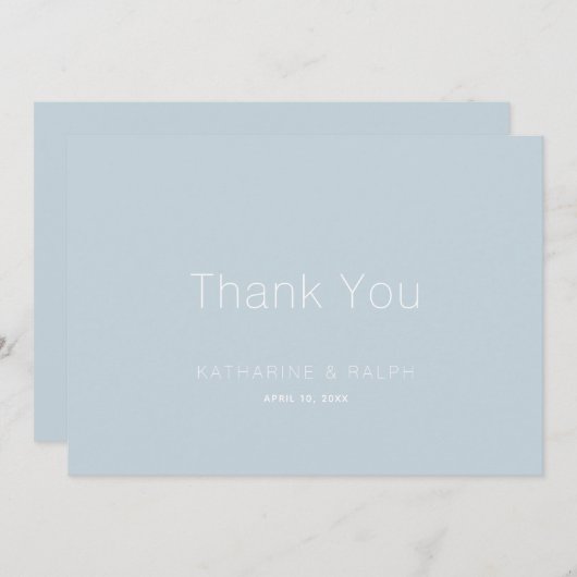 Minimalistisch Dusty Blue Wedding Vielen Dank Dankeskarte (Vorne/Hinten)