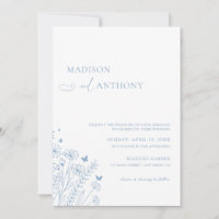 Minimalistisch Dusty Blue Wildblume Wedding