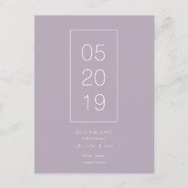 Minimalistisch Dusty Lilac Save the Date Postkarte