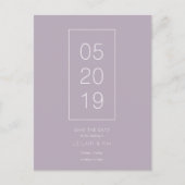 Minimalistisch Dusty Lilac Save the Date Postkarte (Vorderseite)