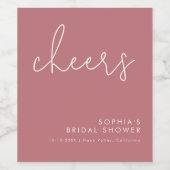 Minimalistisch Dusty Rose Brautparty Weinetikett (Einzelnes Label)