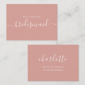 Minimalistisch Dusty Rose Bridesmaid Vorschlag Mitteilungskarte (Vorne/Hinten)