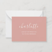 Minimalistisch Dusty Rose Bridesmaid Vorschlag Mitteilungskarte (Rückseite)