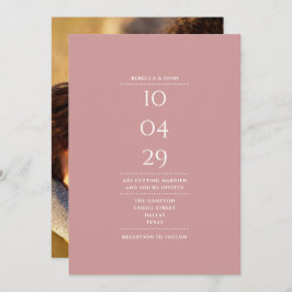 Minimalistisch Dusty Rose Foto Hochzeitstag Einladung