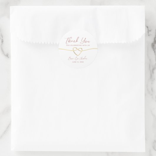 Minimalistisch Dusty Rose Wedding Danke Runder Aufkleber (Tasche)