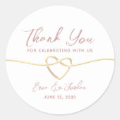 Minimalistisch Dusty Rose Wedding Danke Runder Aufkleber (Vorderseite)