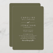 Minimalistisch Earth Tone Boho Olive Green Wedding Einladung (Vorne/Hinten)