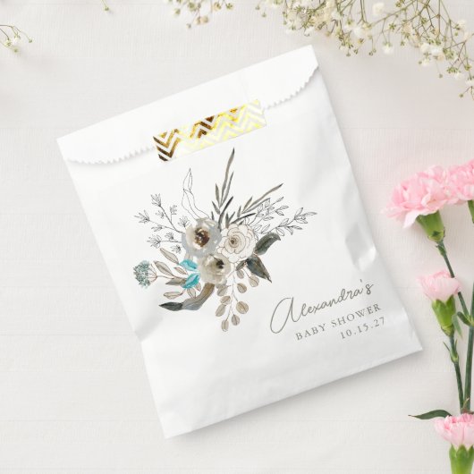 Minimalistisch Earthy Blue Botanical Baby Dusche Geschenktütchen (Versiegelt)