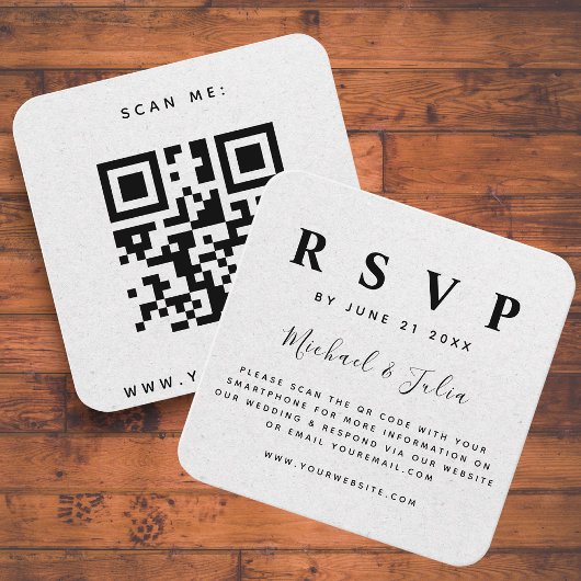 Minimalistisch Earthy Kraft Paper QR Code Wedding Begleitkarte