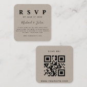 Minimalistisch Earthy Kraft Paper QR Code Wedding Begleitkarte (Vorne/Hinten)