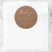 Minimalistisch Earthy Rust Wedding Vielen Dank Runder Aufkleber (Tasche)
