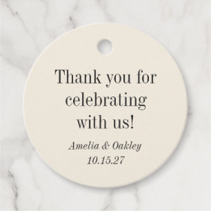 Minimalistisch Ecru Black Elegant Wedding Vielen D Geschenkanhänger