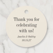 Minimalistisch Ecru Black Elegant Wedding Vielen D Geschenkanhänger (Rückseite)