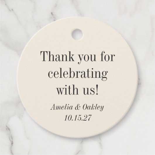 Minimalistisch Ecru Black Elegant Wedding Vielen D Geschenkanhänger (Vorderseite)