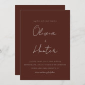 Minimalistisch Eggplant QR Code Foto Wedding Invit Einladung (Vorne/Hinten)