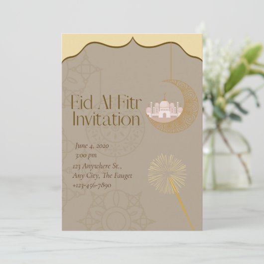  Minimalistisch Eid al Fitr  Einladung (Stehend Vorderseite)