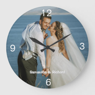 Minimalistisch ein Foto Ehepaar Name Große Wanduhr