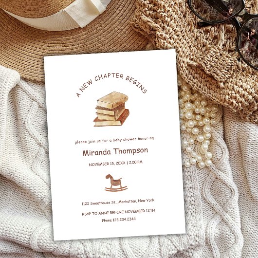 Minimalistisch ein neues Kapitel Babydusche buchen Einladung