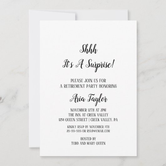 Minimalistisch, ein Party für überraschende Pensio Einladung (Vorderseite)