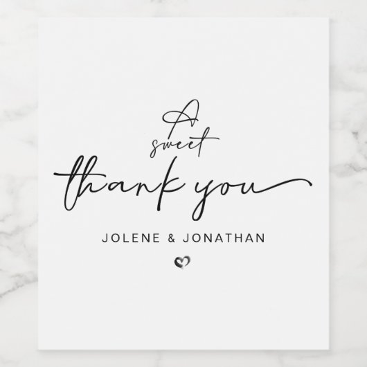 Minimalistisch ein süß Danke Schwarz und Weiß Weinetikett (Einzelnes Label)