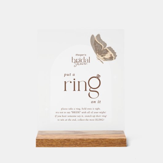 Minimalistisch einen Ring auf sein Brautparty Game Acrylschild (Vorderseite)