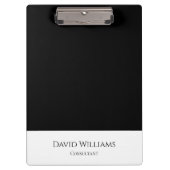 Minimalistisch Einfach Beruflich Schwarz-weiß Klemmbrett (Vorderseite)