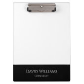 Minimalistisch einfach Beruflich Schwarz-weiß Klemmbrett (Vorderseite)