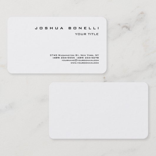 Minimalistisch Einfach Beruflich Schwarz-weiß Visitenkarte (Vorne/Hinten)