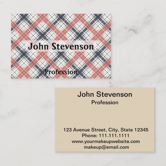 Minimalistisch, einfach, kariert visitenkarte (Vorne/Hinten)