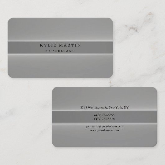 Minimalistisch Einfach Schlicht Grau Beruflich Visitenkarte (Vorne/Hinten)