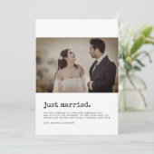 Minimalistisch Einfach verheiratete Schreibmaschin Einladung (Stehend Vorderseite)