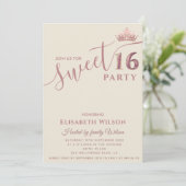 Minimalistisch Einfache Coole Rose Gold Tiara süß Einladung (Stehend Vorderseite)