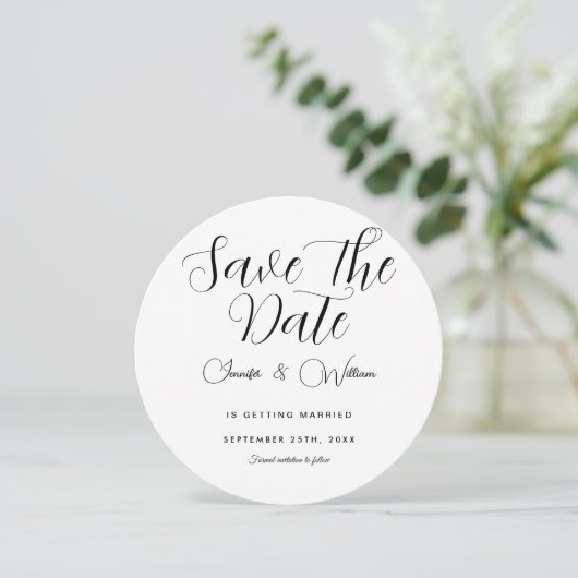 Minimalistisch Einfache Elegante Modernes Weiß Save The Date (Stehend Vorderseite)