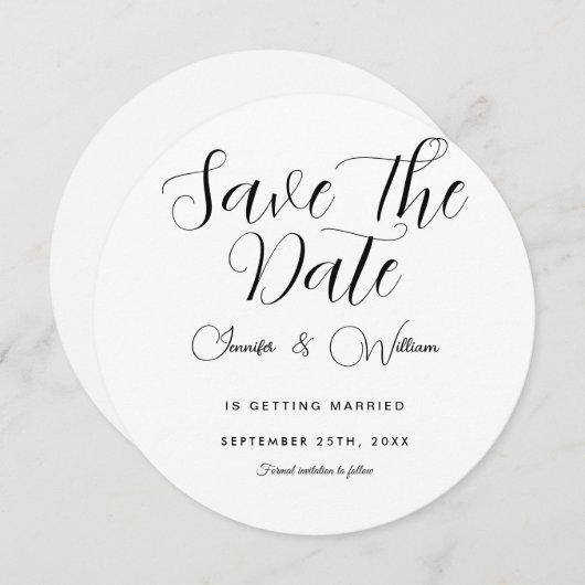 Minimalistisch Einfache Elegante Modernes Weiß Save The Date (Vorne/Hinten)